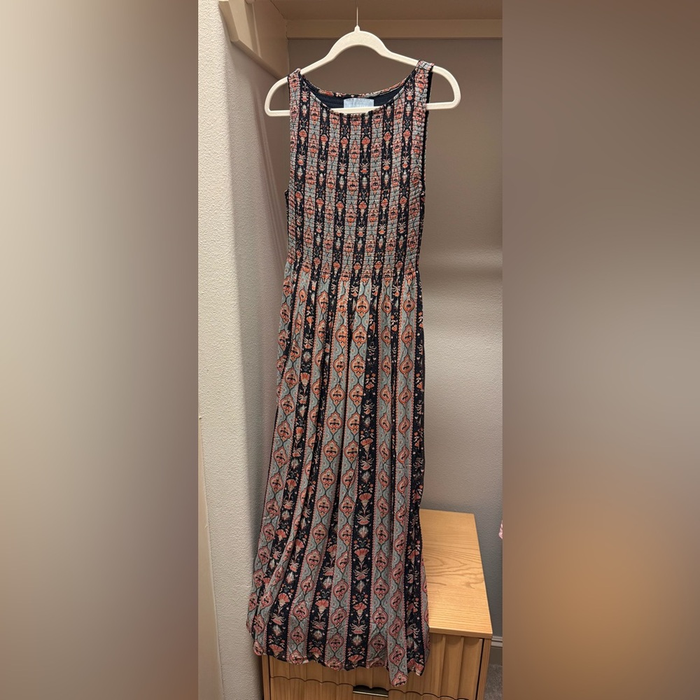 Hill House Navy and Pink Maxi Dress
